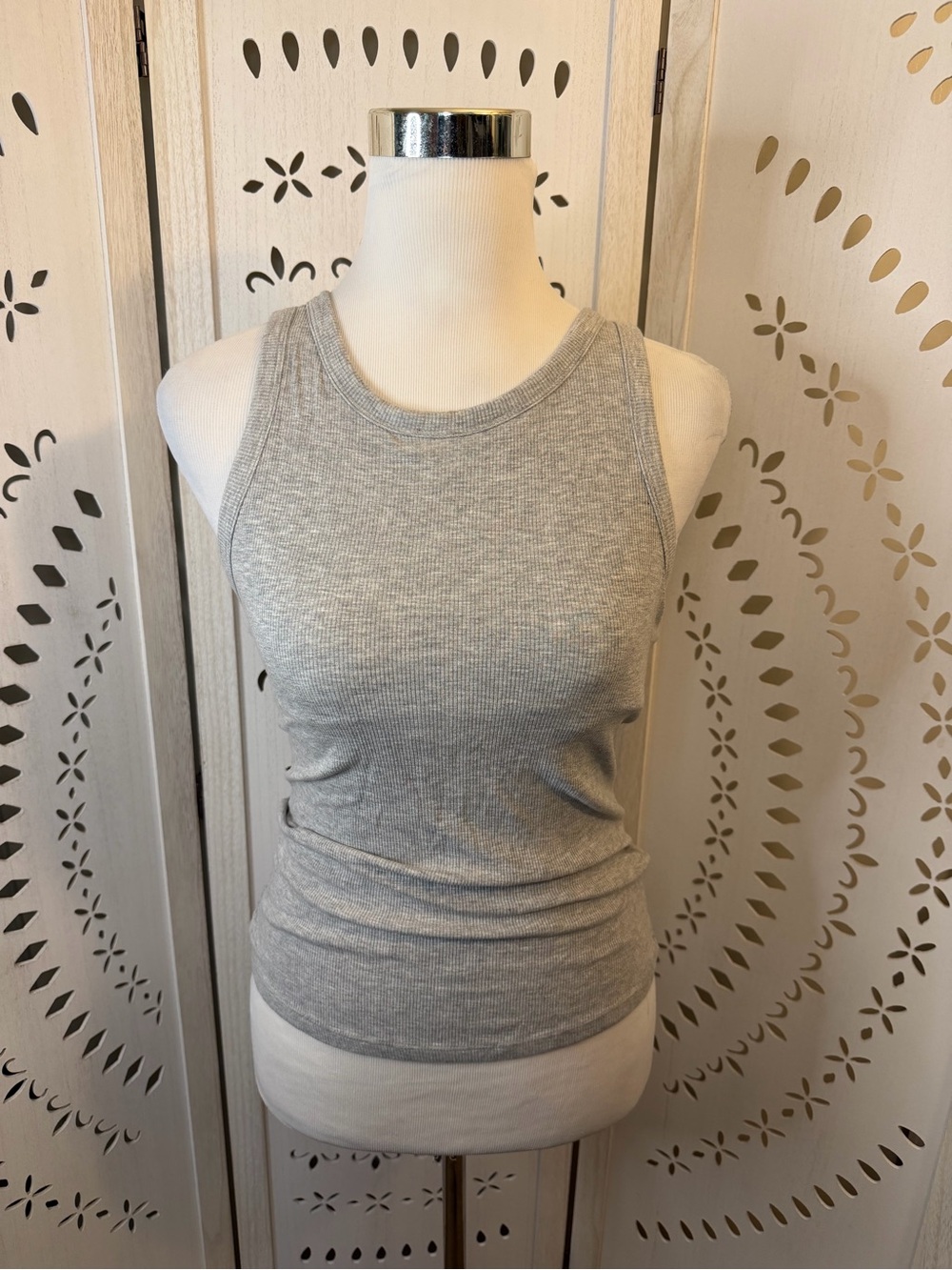 Built in Bra Grey High Neck Tank